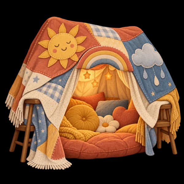 Dreamy’s Feelings Fort, a cozy illustrated blanket fort